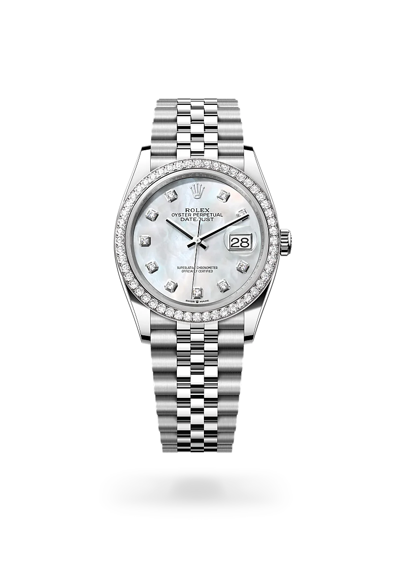 Rolex Datejust in White Rolesor - combination of Oystersteel and white gold, M126284RBR-0011 - Clarkson Jewelers