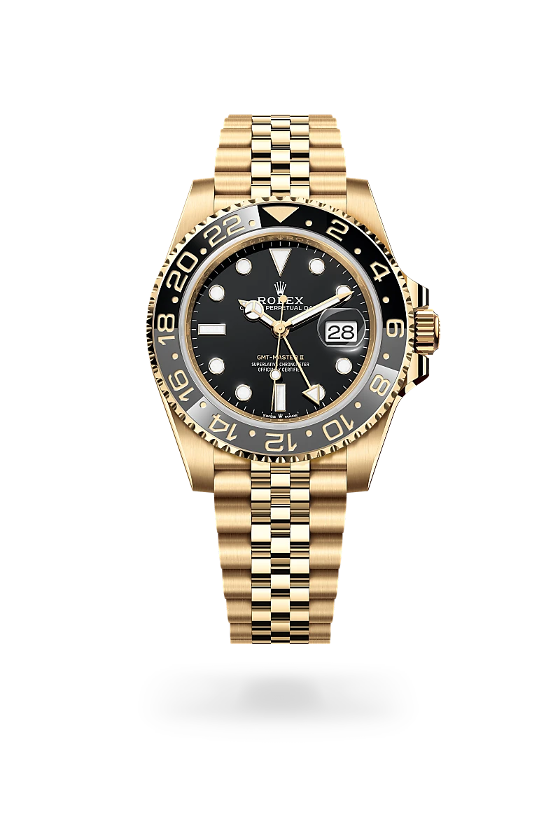 Rolex GMT-Master II in 18 kt yellow gold, M126718GRNR-0001 - Clarkson Jewelers