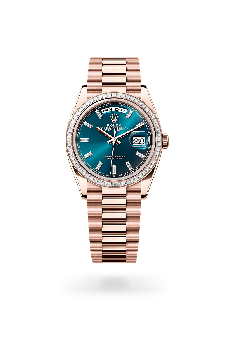Rolex Day-Date in 18 kt Everose gold, M128395TBR-0032 - Clarkson Jewelers