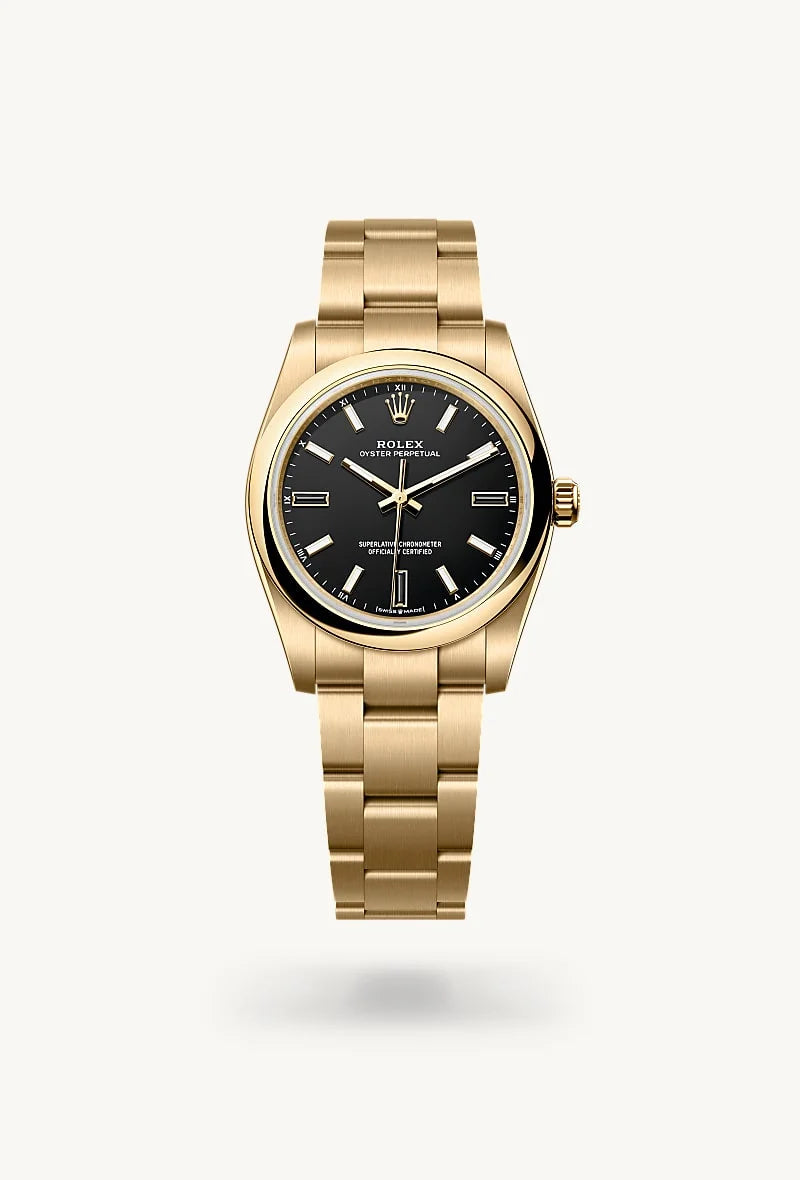 rolex Oyster Perpetual in 18 kt yellow gold, M124208-0001 - Clarkson Jewelers