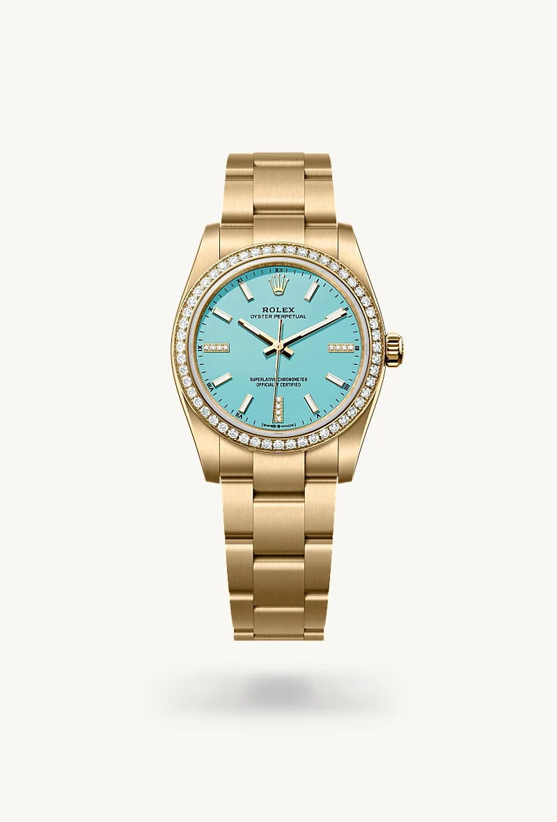 rolex Oyster Perpetual in 18 kt yellow gold, M124248RBR-0002 - Clarkson Jewelers