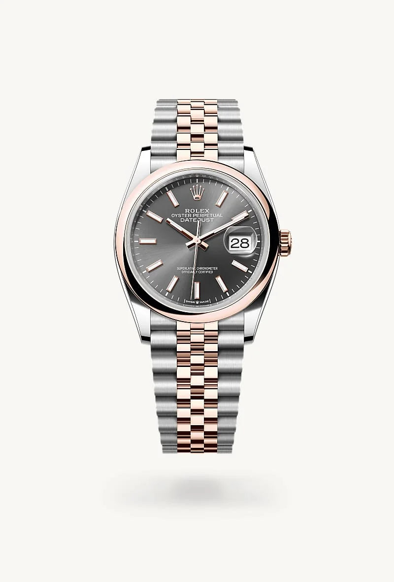 rolex Datejust in Everose Rolesor - combination of Oystersteel and Everose gold, M126201-0013 - Clarkson Jewelers