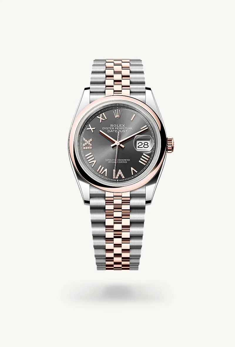 rolex Datejust in Everose Rolesor - combination of Oystersteel and Everose gold, M126201-0047 - Clarkson Jewelers