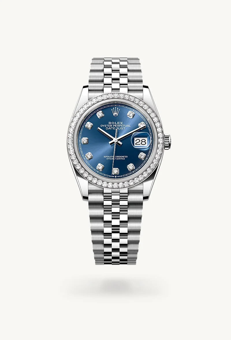 rolex Datejust in White Rolesor - combination of Oystersteel and white gold, M126284RBR-0029 - Clarkson Jewelers