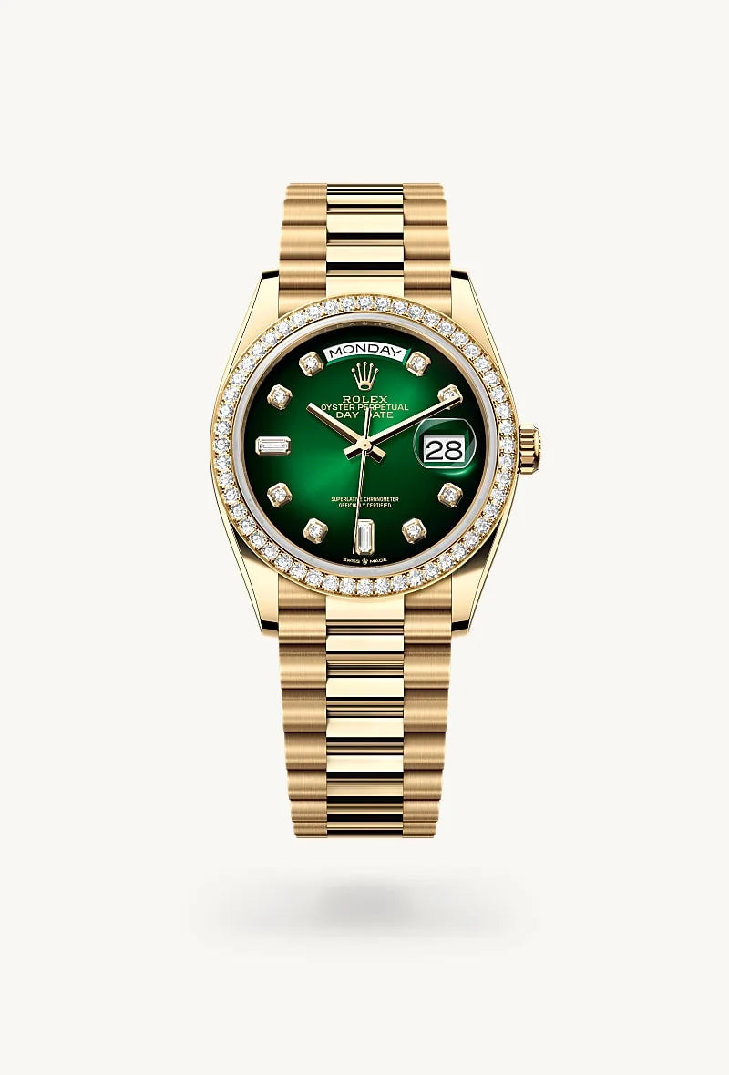 rolex Day-Date in 18 kt yellow gold, M128348RBR-0035 - Clarkson Jewelers