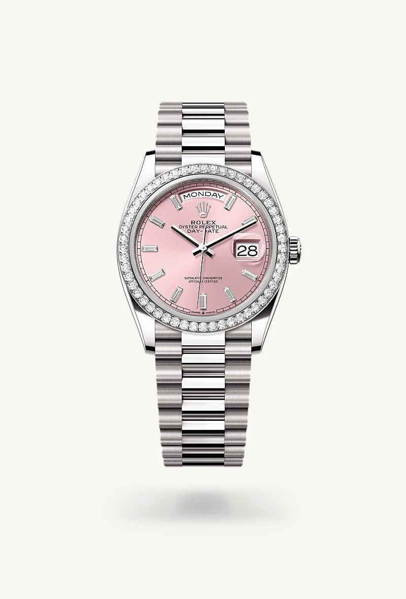 rolex Day-Date in 18 kt white gold, M128349RBR-0088 - Clarkson Jewelers