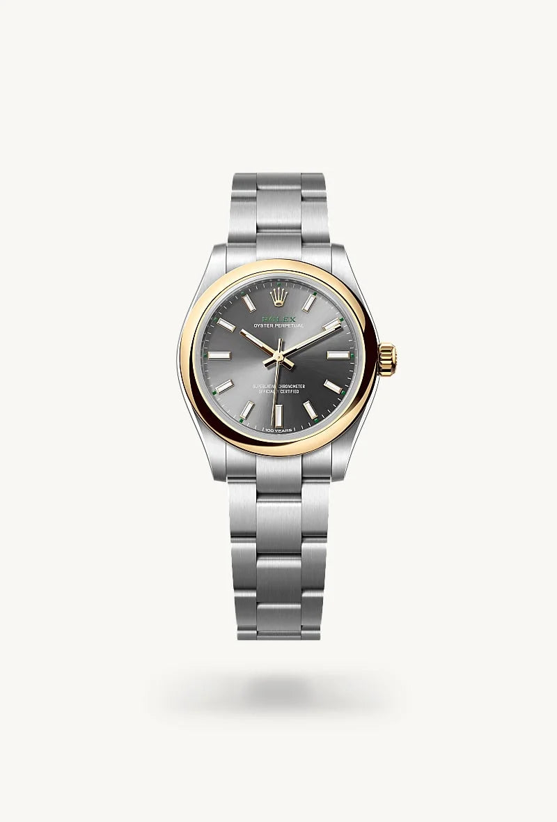 rolex Oyster Perpetual in Yellow Rolesor - combination of Oystersteel and yellow gold, M277203-0001 - Clarkson Jewelers