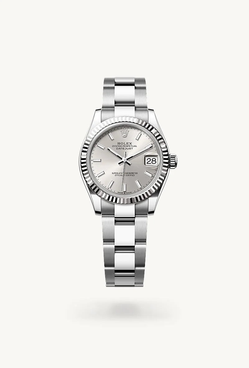 rolex Datejust in White Rolesor - combination of Oystersteel and white gold, M278274-0011 - Clarkson Jewelers