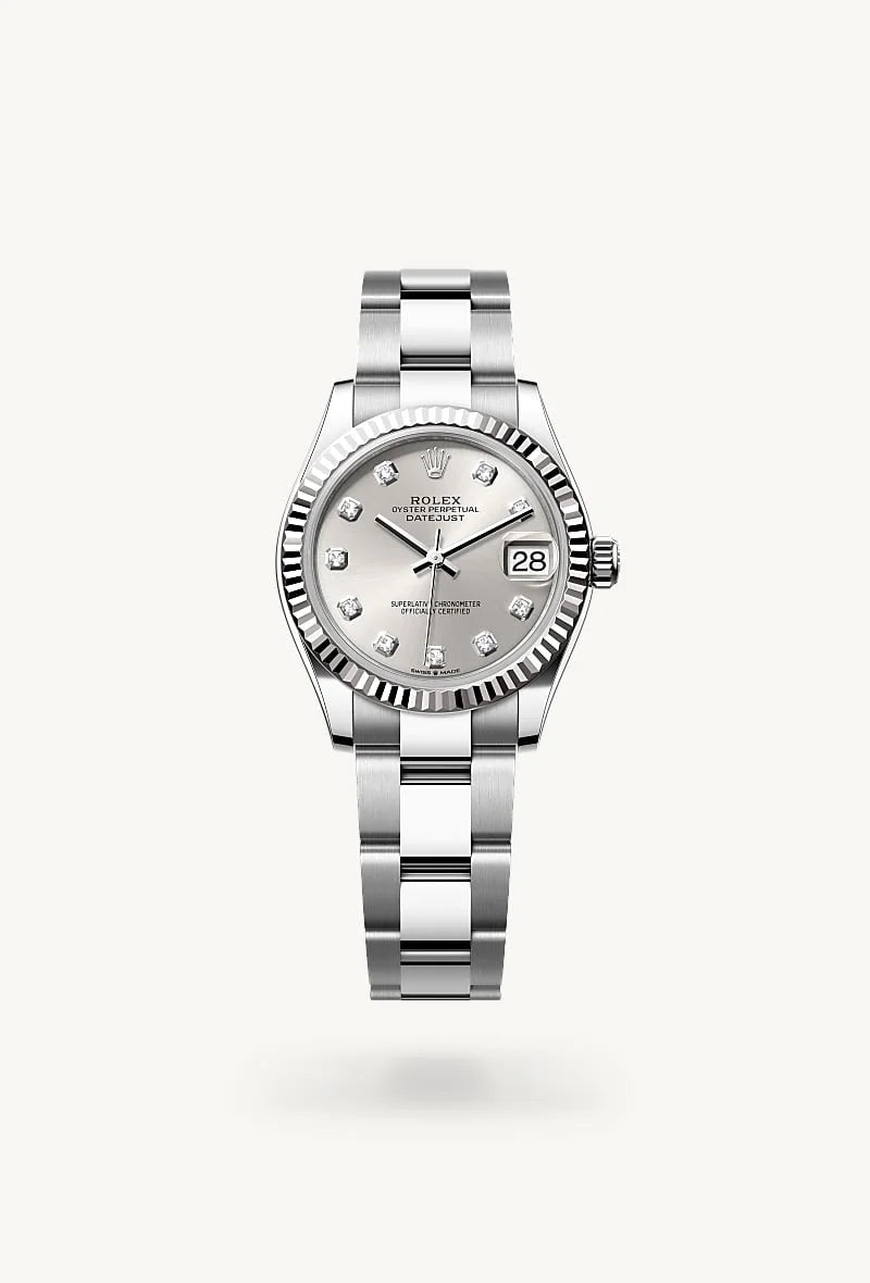 rolex Datejust in White Rolesor - combination of Oystersteel and white gold, M278274-0029 - Clarkson Jewelers
