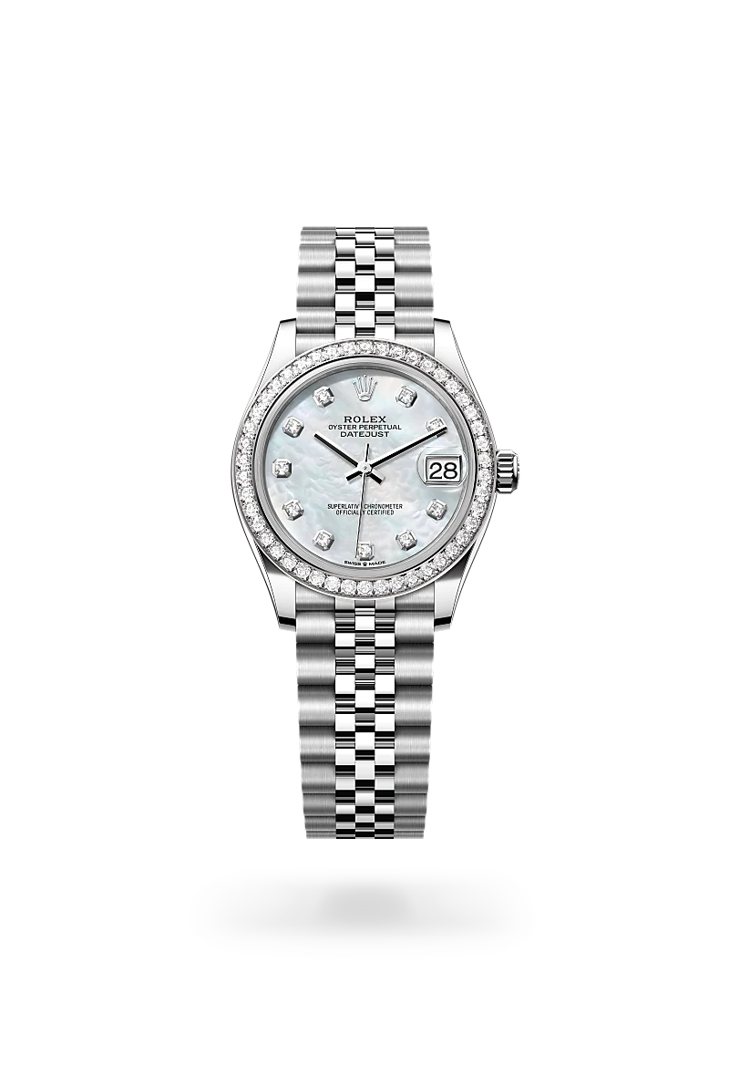 Rolex Datejust in White Rolesor - combination of Oystersteel and white gold, M278384RBR-0008 - Clarkson Jewelers
