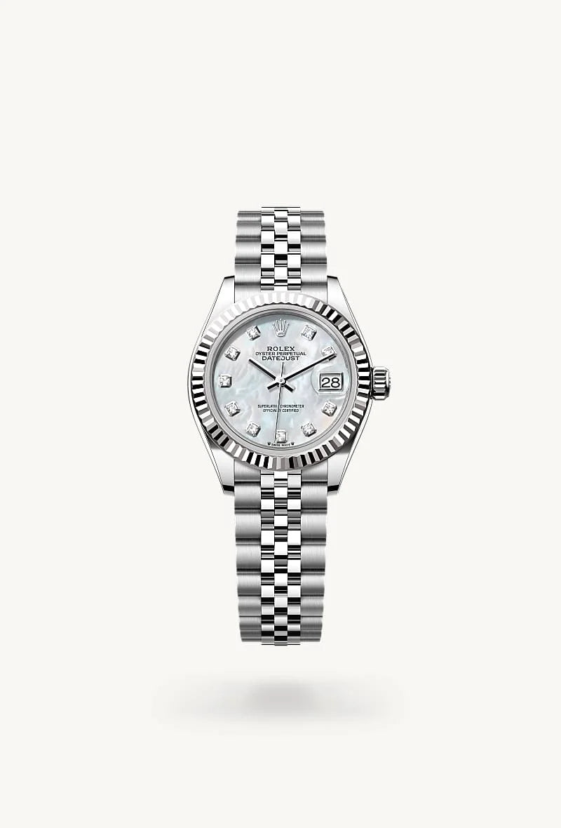 rolex Lady-Datejust in White Rolesor - combination of Oystersteel and white gold, M279174-0009 - Clarkson Jewelers