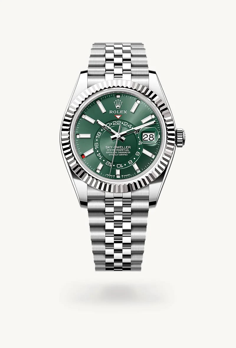 rolex Sky-Dweller in White Rolesor - combination of Oystersteel and white gold, M336934-0002 - Clarkson Jewelers