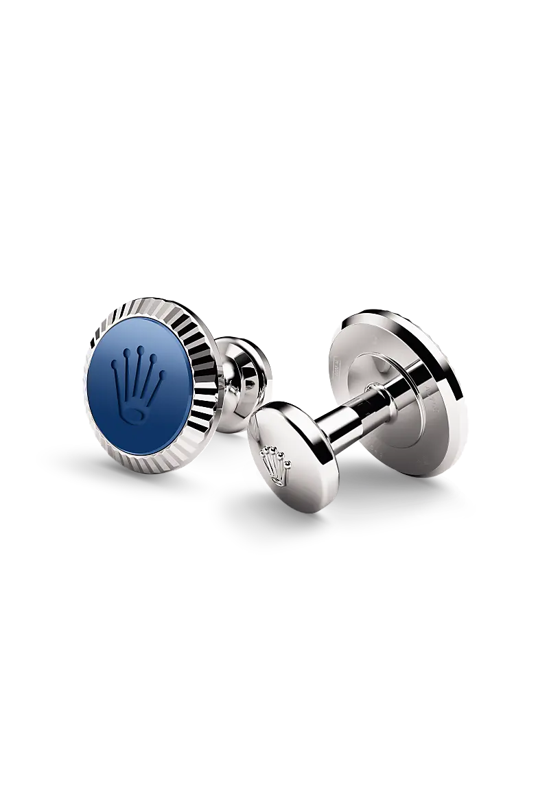 Rolex ‘Fluted’ cufflinks White gold and ceramic A1039 at Clarkson Jewelers