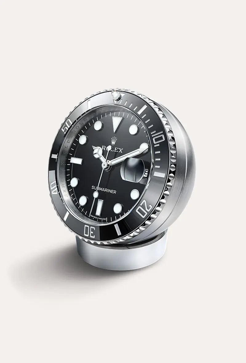 Rolex Submariner Date desk clock 80 mm, stainless steel C909010LN-0001 at Clarkson Jewelers